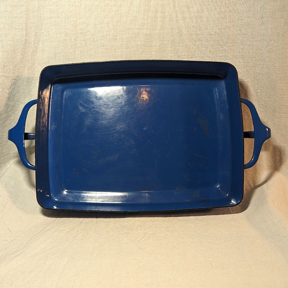 VTG Dansk Kobenstyle Small Rectangle Blue Enamel Bakeware Casserole Pan MCM